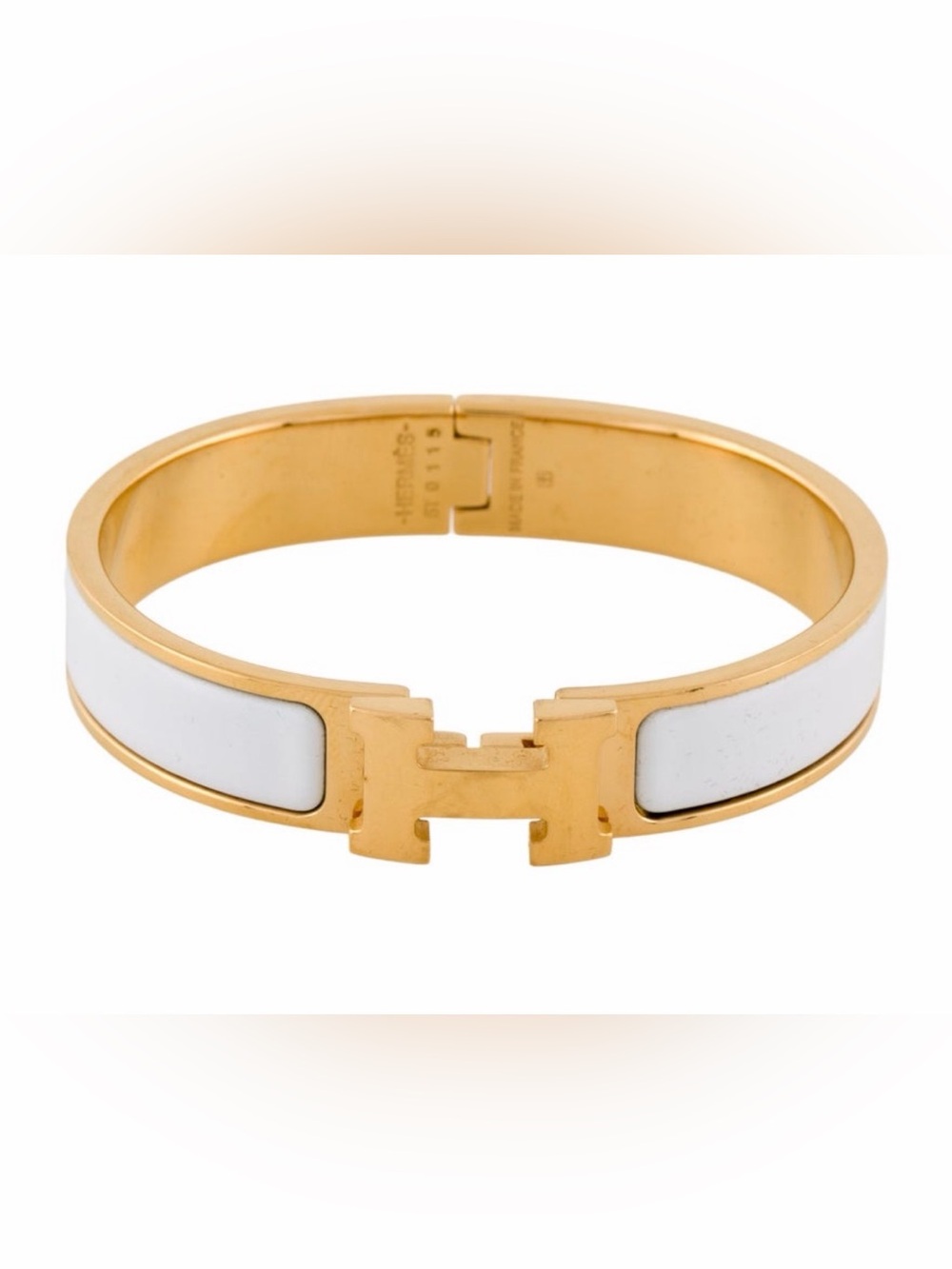 Hermès Clic H bracelet white and yellow gold-plated
